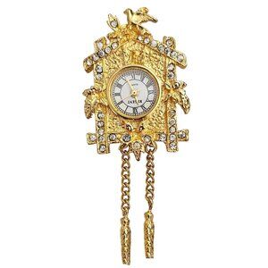 Regent Birdhouse Clock Brooch Pendant, Works J492